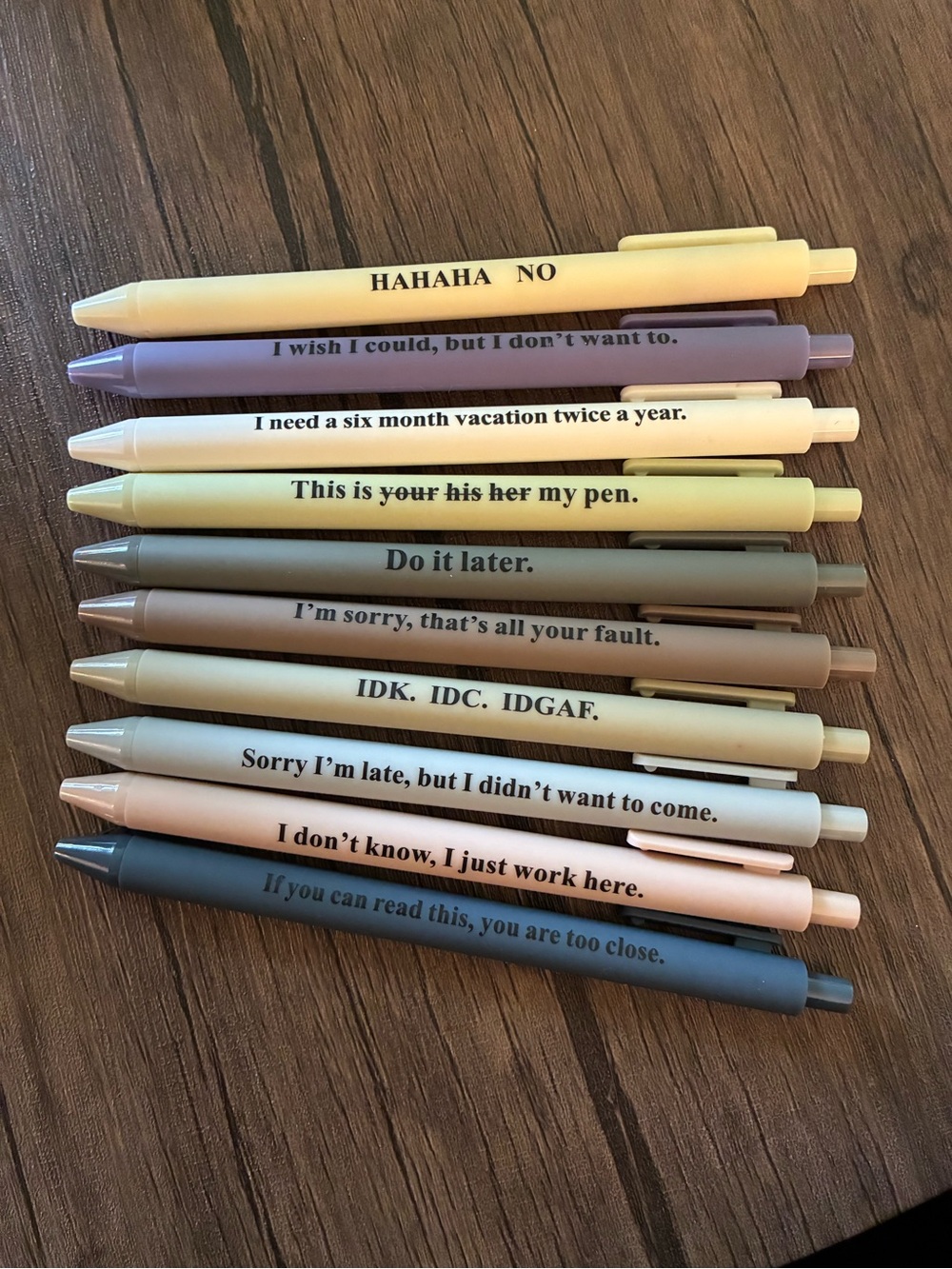 Set of 10 Funny Work Pens